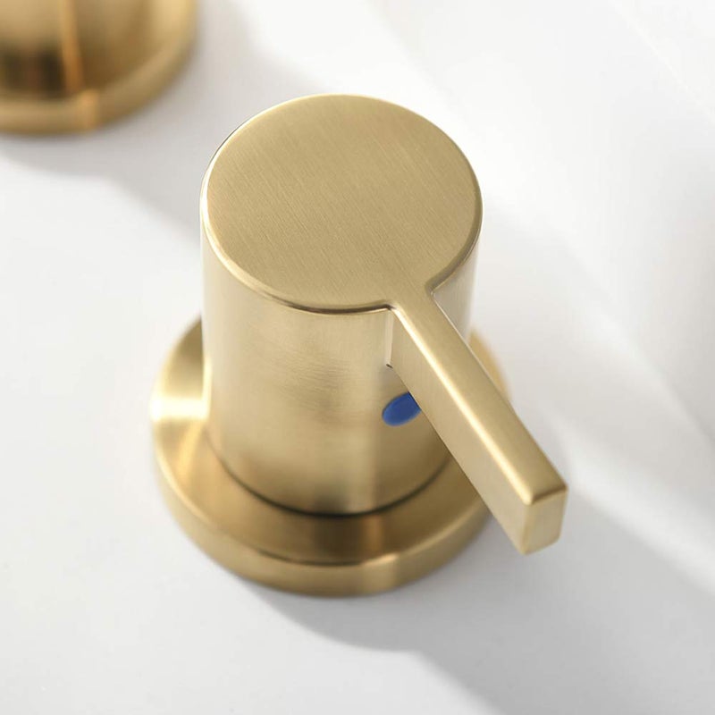 Phiestina 8 Inch 3 Hole 2 Handle Waterfall Widespread Brushed Gold Bathroom Sink Faucet with Metal Pop-Up Drain, WF040-1-BG - Image 5